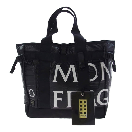 MONCLER モンクレール E209U0061900 × FRAGMENT フラグメント × PORTER ポーター ロゴ プリント トートバッグ ブラック系【新古品】【未使用】【中古】