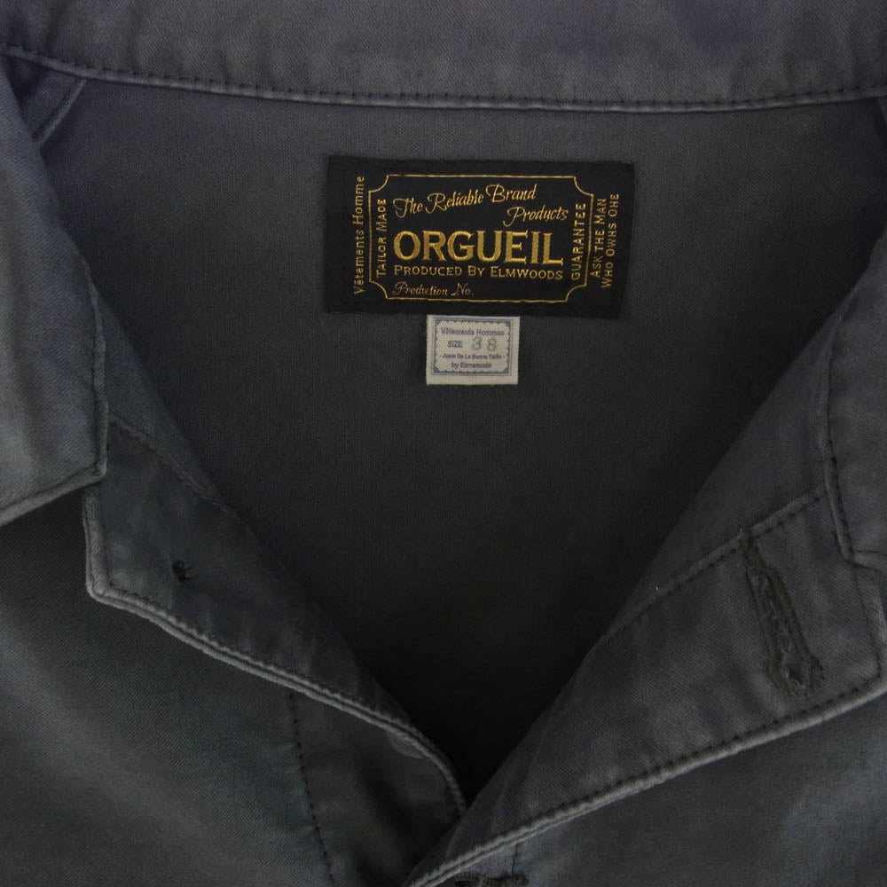 ORGUEIL オルゲイユ OR-4251A ウォッシュ加工 高密度コットン フレンチ カバーオール ワークジャケット グレー系 38【中古】