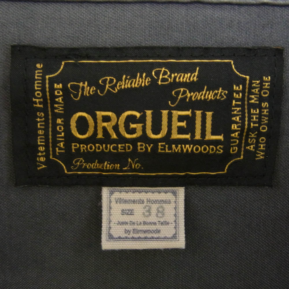 ORGUEIL オルゲイユ OR-4251A ウォッシュ加工 高密度コットン フレンチ カバーオール ワークジャケット グレー系 38【中古】