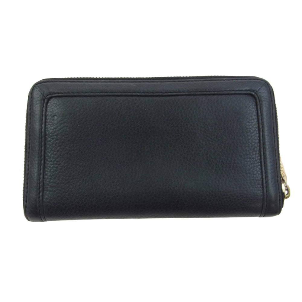 Tory Burch トリーバーチ ロゴプレート ラウンド ファスナー 長財布 チャコール系【中古】