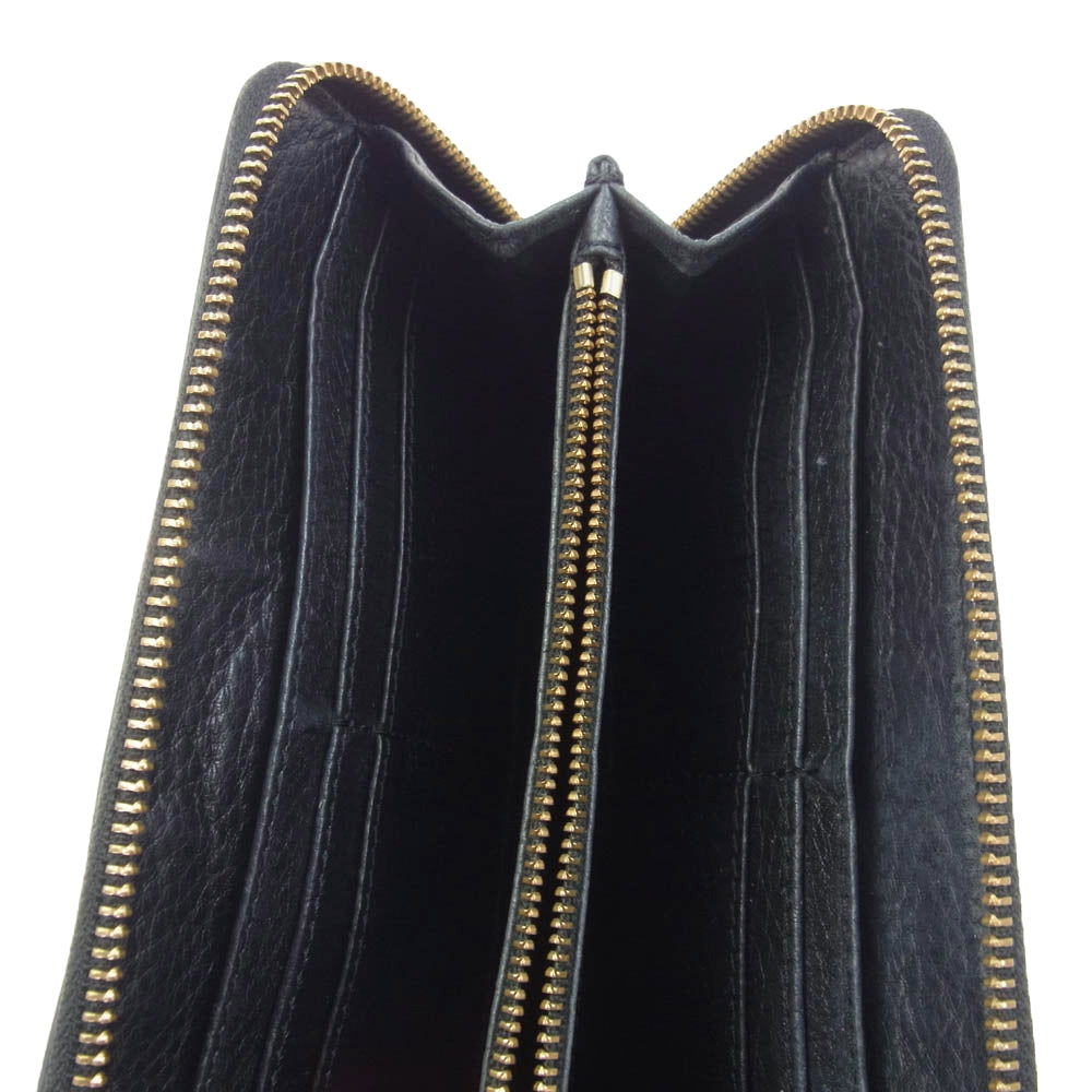 Tory Burch トリーバーチ ロゴプレート ラウンド ファスナー 長財布 チャコール系【中古】
