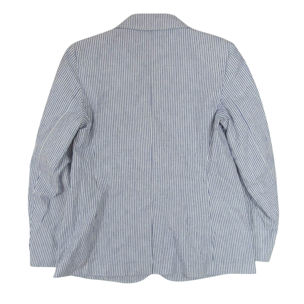 MAX MARA マックスマーラ 50410221670 WEEKEND ウィークエンド コットン リネン ストライプ 2B テーラード ジャケット ブルー系 42【中古】