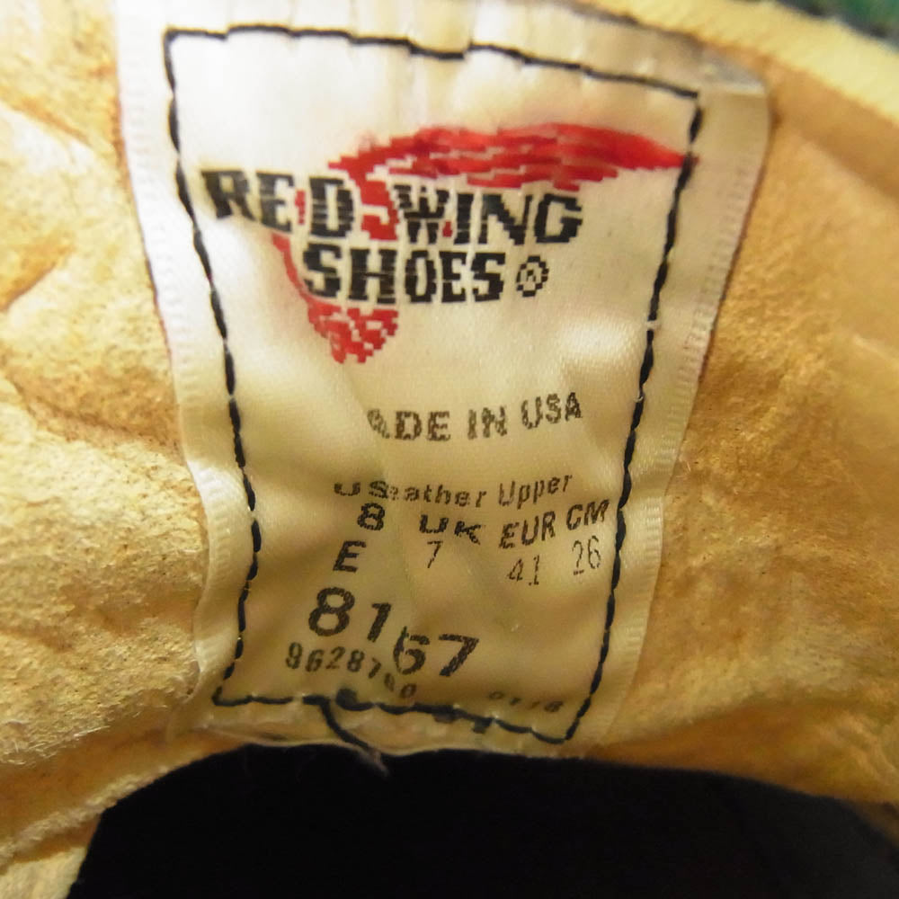 RED WING レッドウィング 8167 プリント犬タグ 復刻 アイリッシュセッター ワーク ブーツ ベージュ系 26cm【中古】