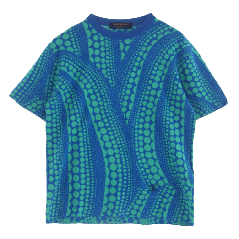 LOUIS VUITTON ルイ・ヴィトン 23SS 1AB6P6 × 草間彌生 Yayoi Kusama オールオーバー パンプキン ドット 総柄 半袖 ニット セーター ブルー系 M【中古】