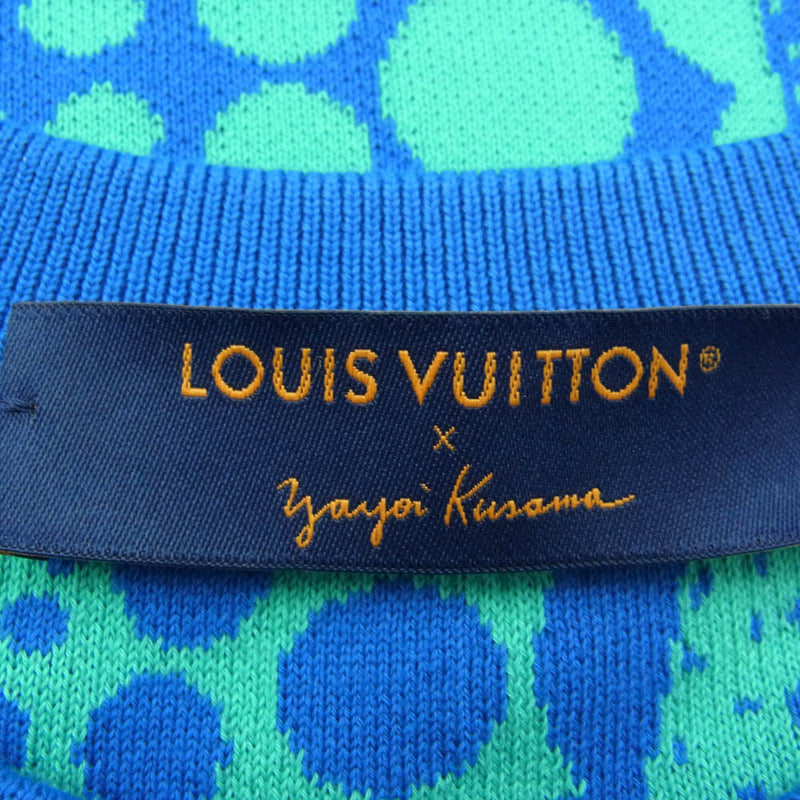 ルイヴィトン Yayoi Kusama 草間彌生 パンプキンドット コットン デニムパンツ HOD30W インディゴ LOUIS VUITTON ルイ・ヴィトン 23SS 1AB6P6 × 草間彌生 Yayoi Kusama オールオーバー パンプキン ドット 総柄  半袖 ニット セーター ブルー系 M中古