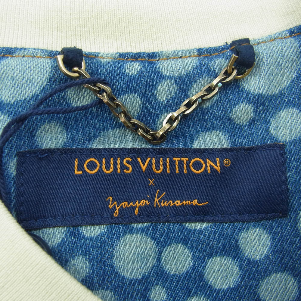 LOUIS VUITTON ルイ・ヴィトン 23AW HOS33W × 草間彌生 Yayoi Kusama Infinity Dots ロゴ ドット 総柄 ベースボール デニム シャツ ブルゾン インディゴブルー系 ４L【美品】【中古】