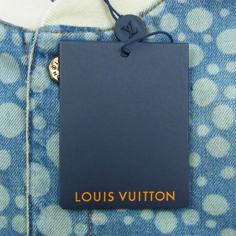 LOUIS VUITTON ルイ・ヴィトン 23AW HOS33W × 草間彌生 Yayoi Kusama Infinity Dots ロゴ ドット 総柄 ベースボール デニム シャツ ブルゾン インディゴブルー系 ４L【美品】【中古】