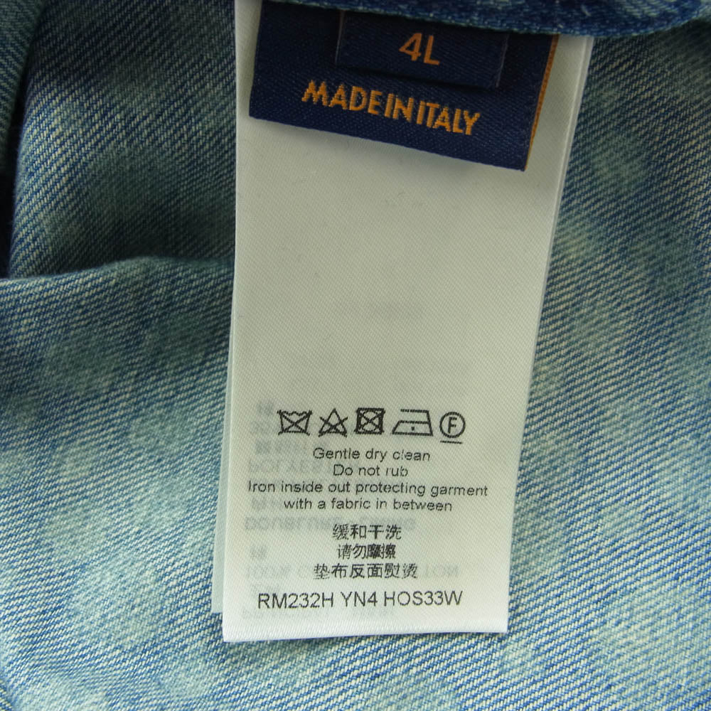 LOUIS VUITTON ルイ・ヴィトン 23AW HOS33W × 草間彌生 Yayoi Kusama Infinity Dots ロゴ ドット 総柄 ベースボール デニム シャツ ブルゾン インディゴブルー系 ４L【美品】【中古】