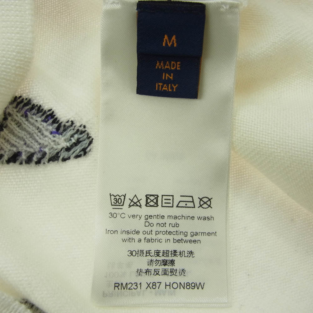 LOUIS VUITTON ルイ・ヴィトン 23SS シスルインターシャ プルオーバー ウール ニットフラワー 花 ホワイト系 M【極上美品】【中古】