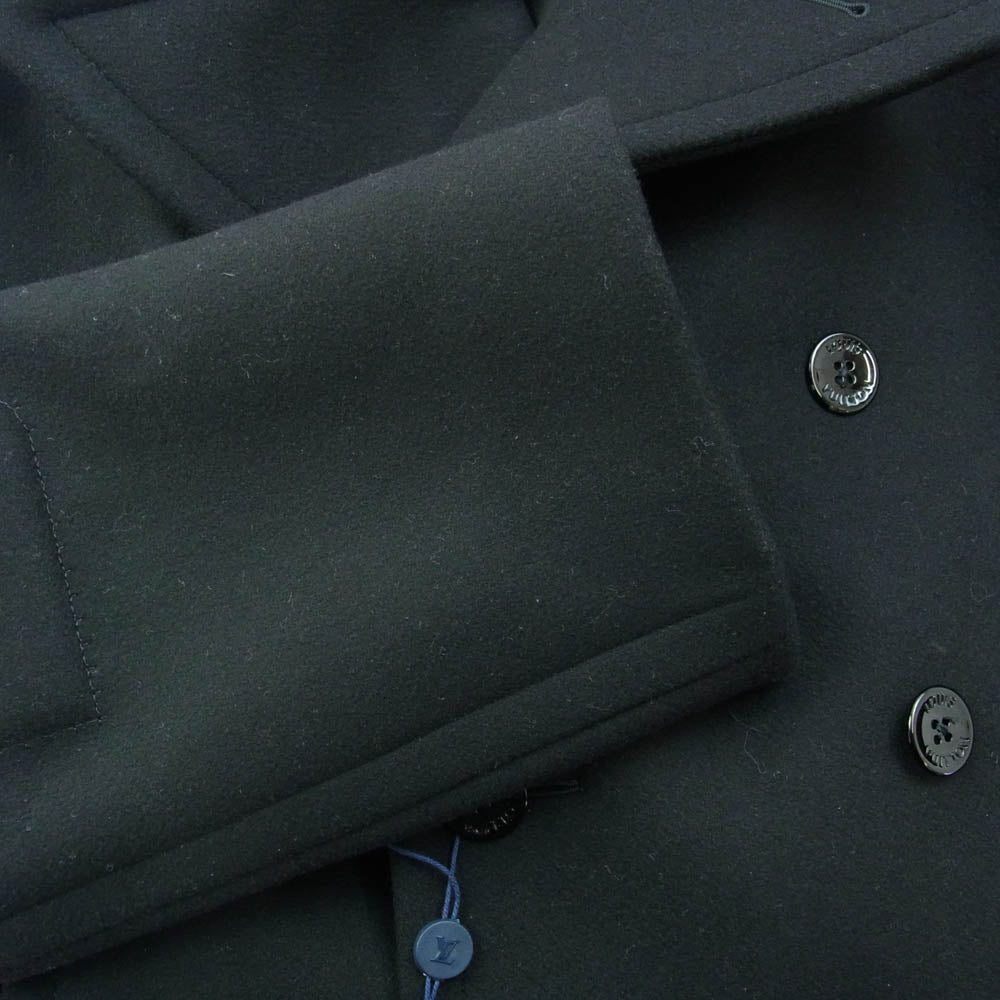 LOUIS VUITTON ルイ・ヴィトン 23AW 1A8WQL LVM テクニカル ウール Pコート エンボス ロゴ ピーコート ブラック系 50【美品】【中古】