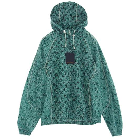 LOUIS VUITTON ルイ・ヴィトン 23AW HPB10W プリンテッド ナイロン ウインドブレーカー ジップアップ ジャケット フード 総柄 モノグラム ライトブルー系 50【極上美品】【中古】