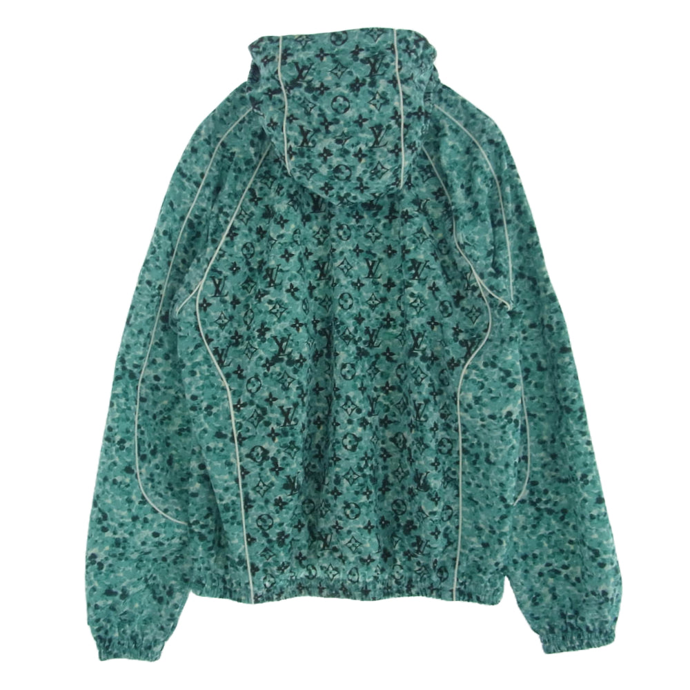 LOUIS VUITTON ルイ・ヴィトン 23AW HPB10W プリンテッド ナイロン ウインドブレーカー ジップアップ ジャケット フード 総柄 モノグラム ライトブルー系 50【極上美品】【中古】