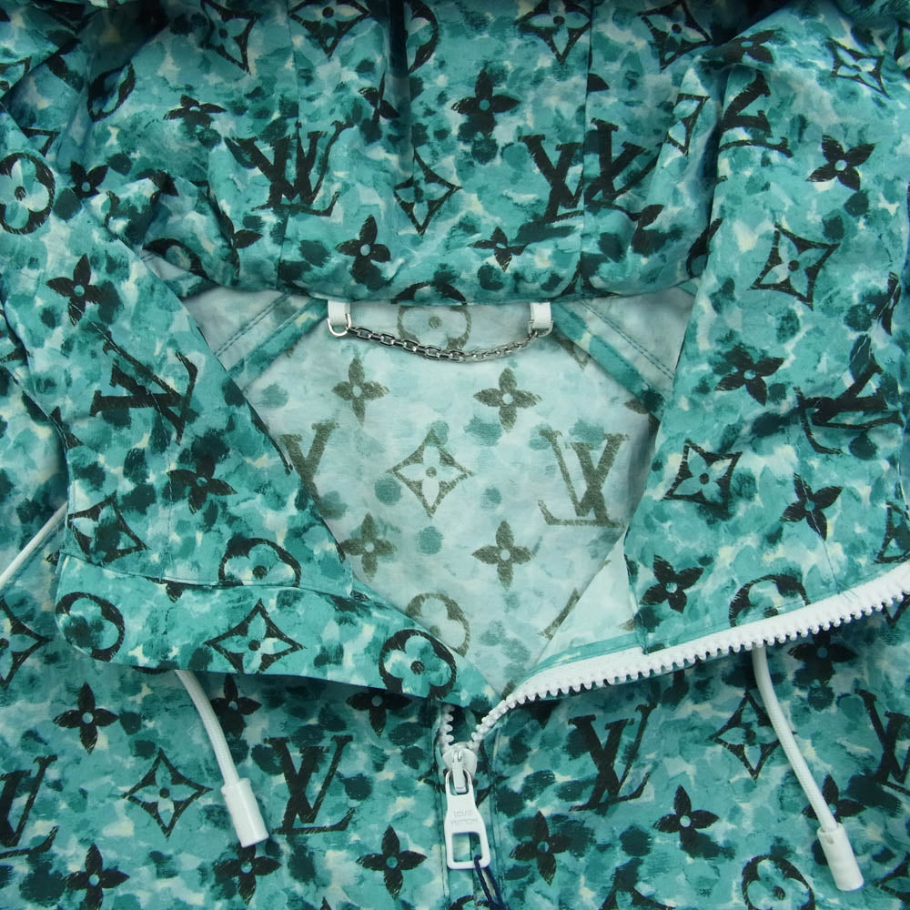 LOUIS VUITTON ルイ・ヴィトン 23AW HPB10W プリンテッド ナイロン ウインドブレーカー ジップアップ ジャケット フード 総柄 モノグラム ライトブルー系 50【極上美品】【中古】