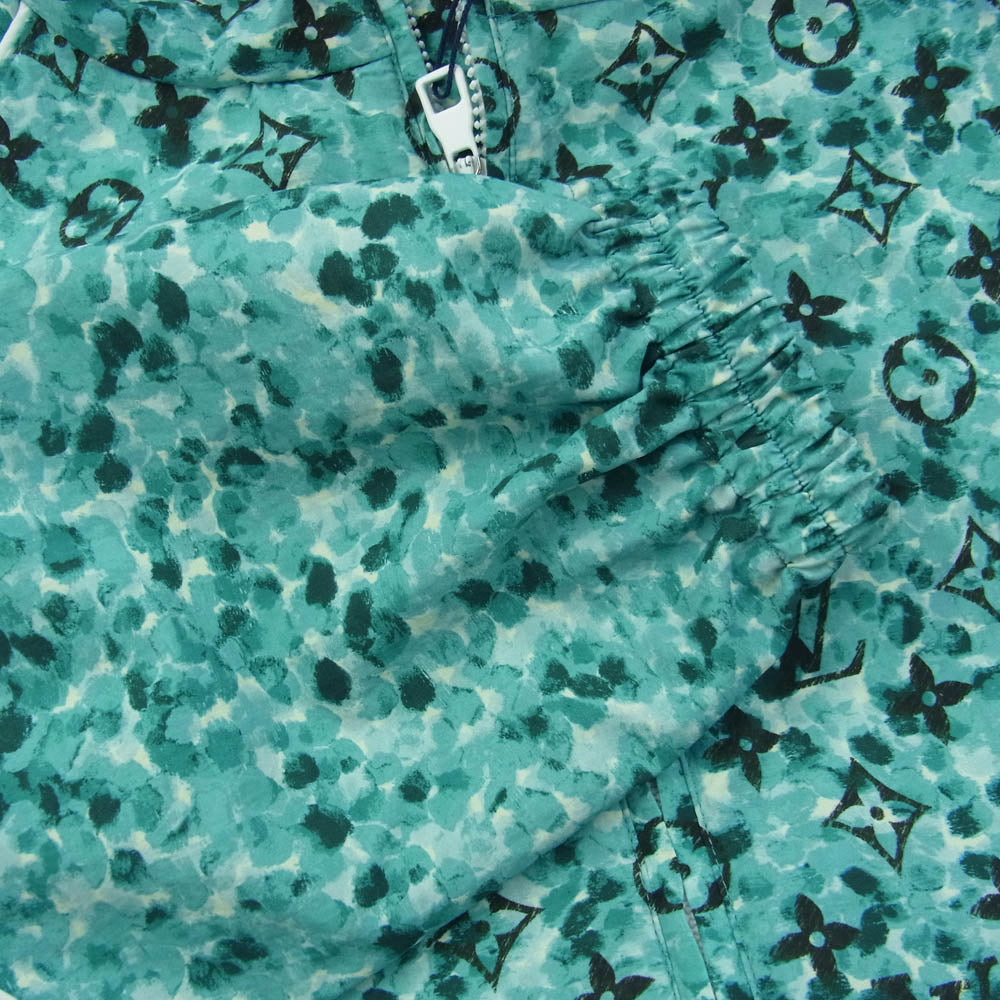 LOUIS VUITTON ルイ・ヴィトン 23AW HPB10W プリンテッド ナイロン ウインドブレーカー ジップアップ ジャケット フード 総柄 モノグラム ライトブルー系 50【極上美品】【中古】