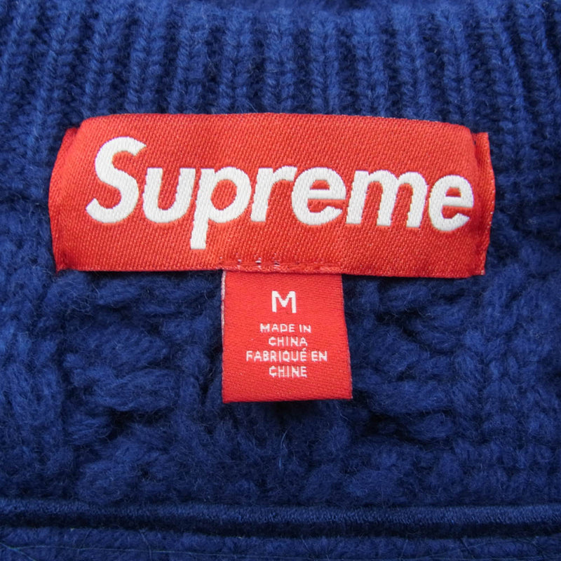 Supreme シュプリーム 23AW Applique Cable Knit Sweater ビッグロゴ ケーブル編み ウールニット セー –  ブランド古着 LIFE