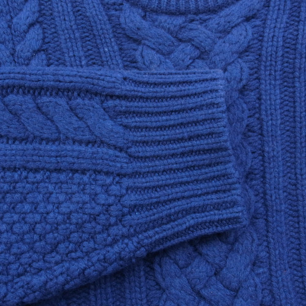 Supreme シュプリーム 23AW Applique Cable Knit Sweater ビッグロゴ ケーブル編み ウールニット セーター ブルー系 M【極上美品】【中古】