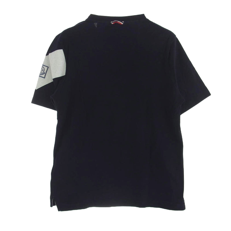 MONCLER GAMME BLEU モンクレール ガムブルー D13918010750 829D1 MAGLIA T-SHIRT Vガゼット リブネック 袖ロゴ 半袖 Tシャツ ブラック系【中古】