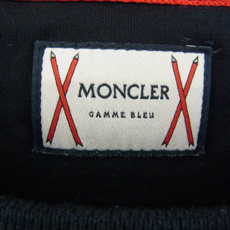 MONCLER GAMME BLEU モンクレール ガムブルー D13918010750 829D1 MAGLIA T-SHIRT Vガゼット リブネック 袖ロゴ 半袖 Tシャツ ブラック系【中古】