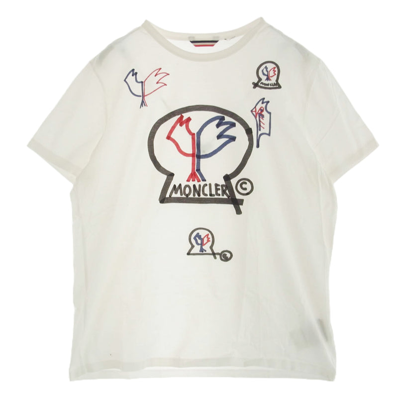 MONCLER モンクレール D20918037850 8390Y MAGLIA T-SHIRT ロゴプリント 半袖 Tシャツ ホワイト系 2【中古】