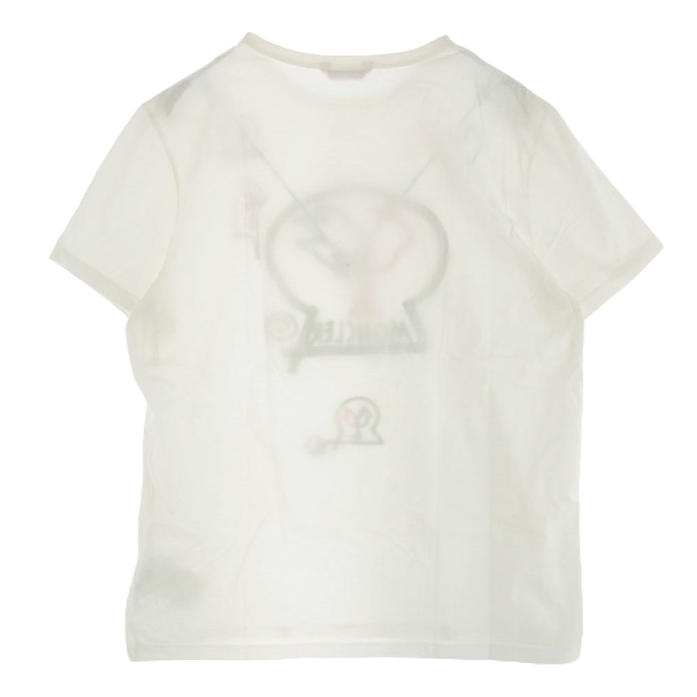 MONCLER モンクレール D20918037850 8390Y MAGLIA T-SHIRT ロゴプリント 半袖 Tシャツ ホワイト系 2【中古】
