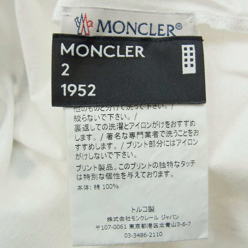 MONCLER モンクレール D20918037850 8390Y MAGLIA T-SHIRT ロゴプリント 半袖 Tシャツ ホワイト系 2【中古】