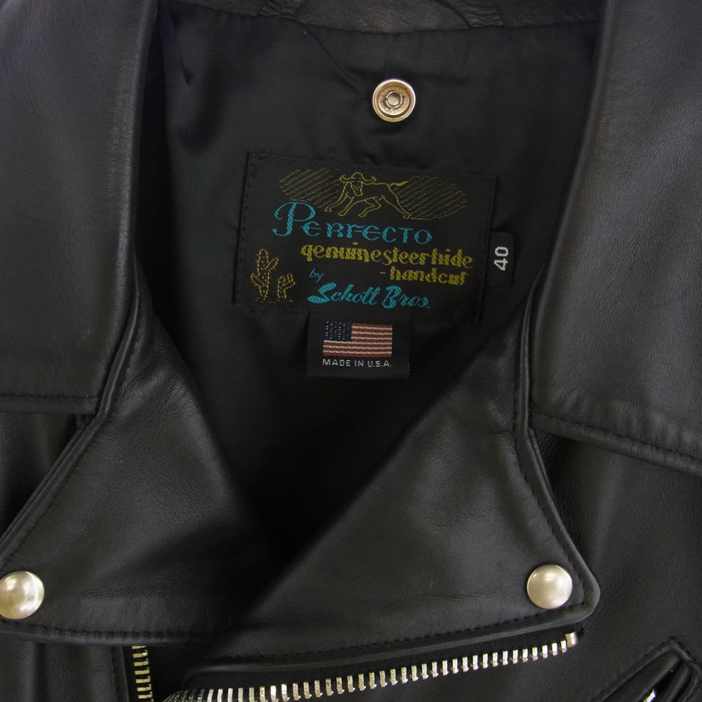 schott ショット 7434 JOURNAL STANDARD別注 PERFECTO パーフェクト カウレザー ダブル ライダース ジャケット ブラック系 40【中古】