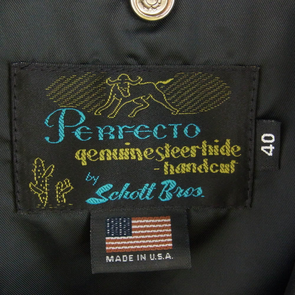 schott ショット 7434 JOURNAL STANDARD別注 PERFECTO パーフェクト カウレザー ダブル ライダース ジャケット ブラック系 40【中古】