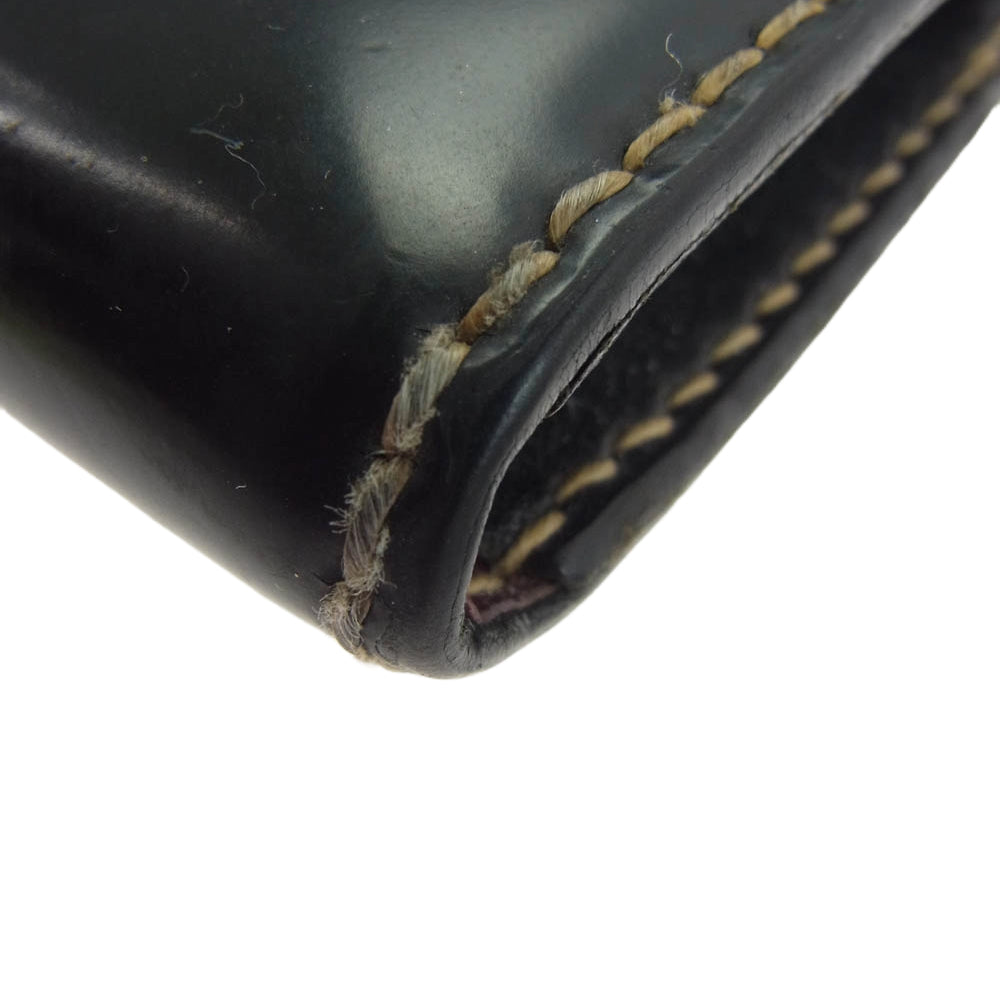 THE FLAT HEAD ザフラットヘッド コードバン レザー ウォレット フラップ 長財布 ブラック系【中古】