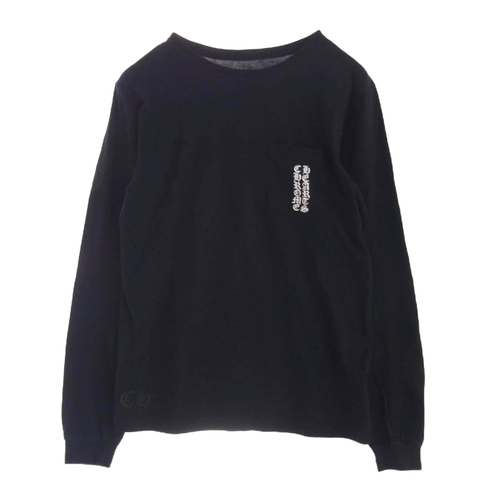 CHROME HEARTS クロムハーツ（原本無） Scroll Label Logo スクロール ラベル セメタリークロス 長袖 ポケット Tシャツ ブラック系 M【中古】