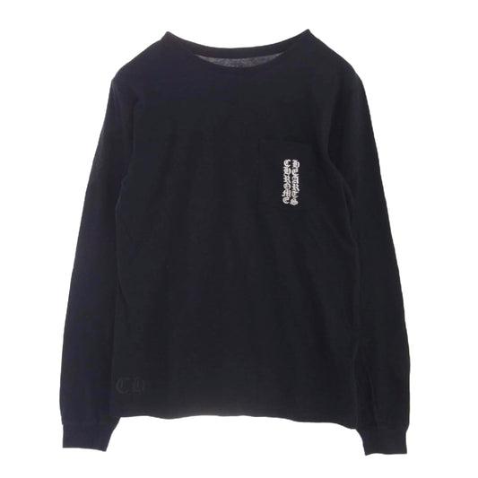 CHROME HEARTS クロムハーツ（原本無） Scroll Label Logo スクロール ラベル セメタリークロス 長袖 ポケット Tシャツ ブラック系 M【中古】