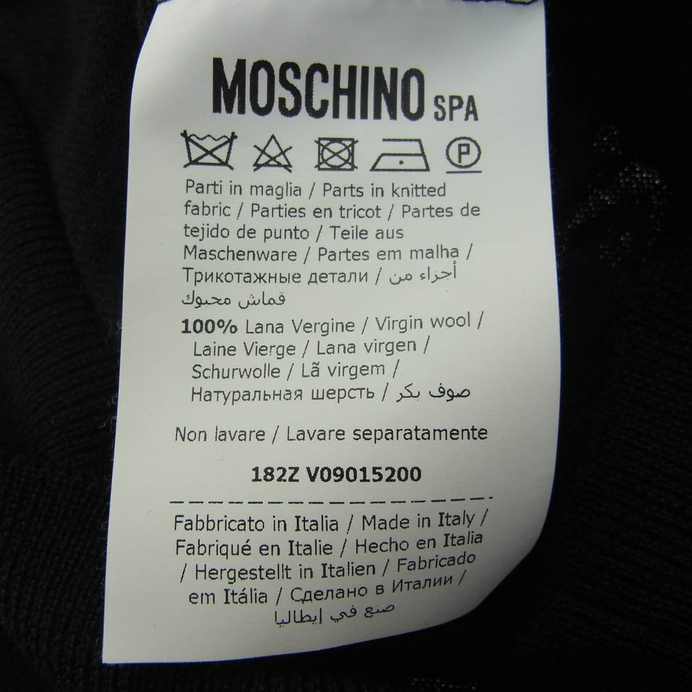 MOSCHINO モスキーノ イタリア製 BEAR ベア 安全ピン ロゴ ニット セーター ブラック系【中古】