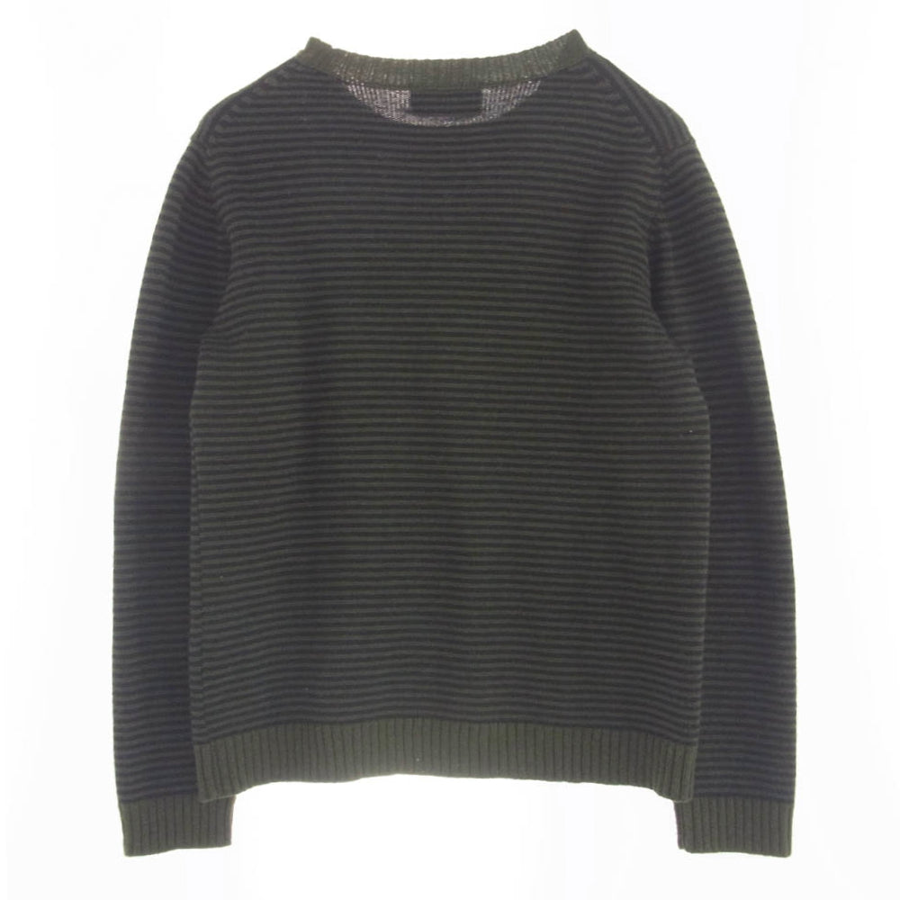 TENDERLOIN テンダーロイン クルーネック ウール ボーダー ニット セーター カーキ系 S【中古】