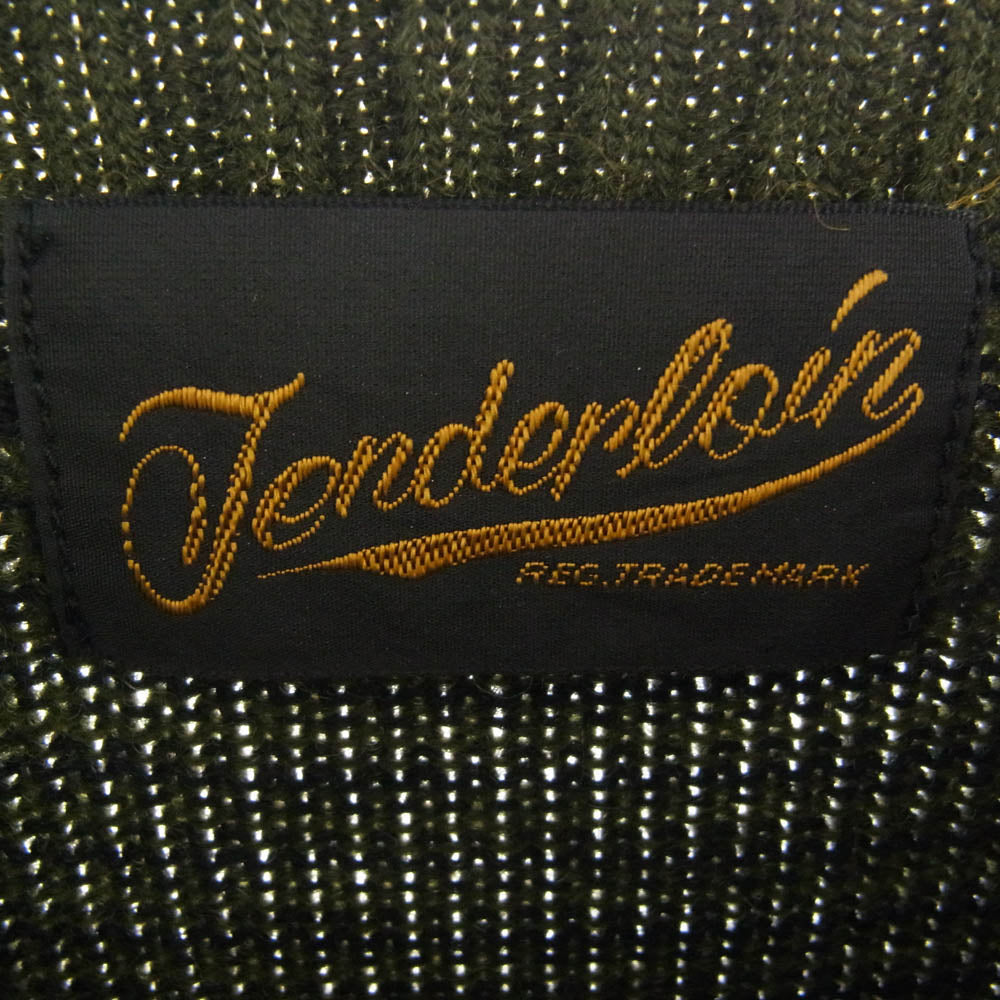 TENDERLOIN テンダーロイン クルーネック ウール ボーダー ニット セーター カーキ系 S【中古】
