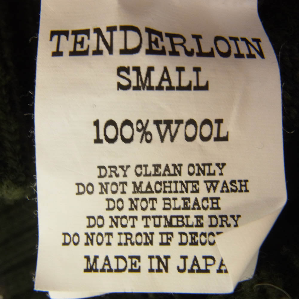 TENDERLOIN テンダーロイン クルーネック ウール ボーダー ニット セーター カーキ系 S【中古】