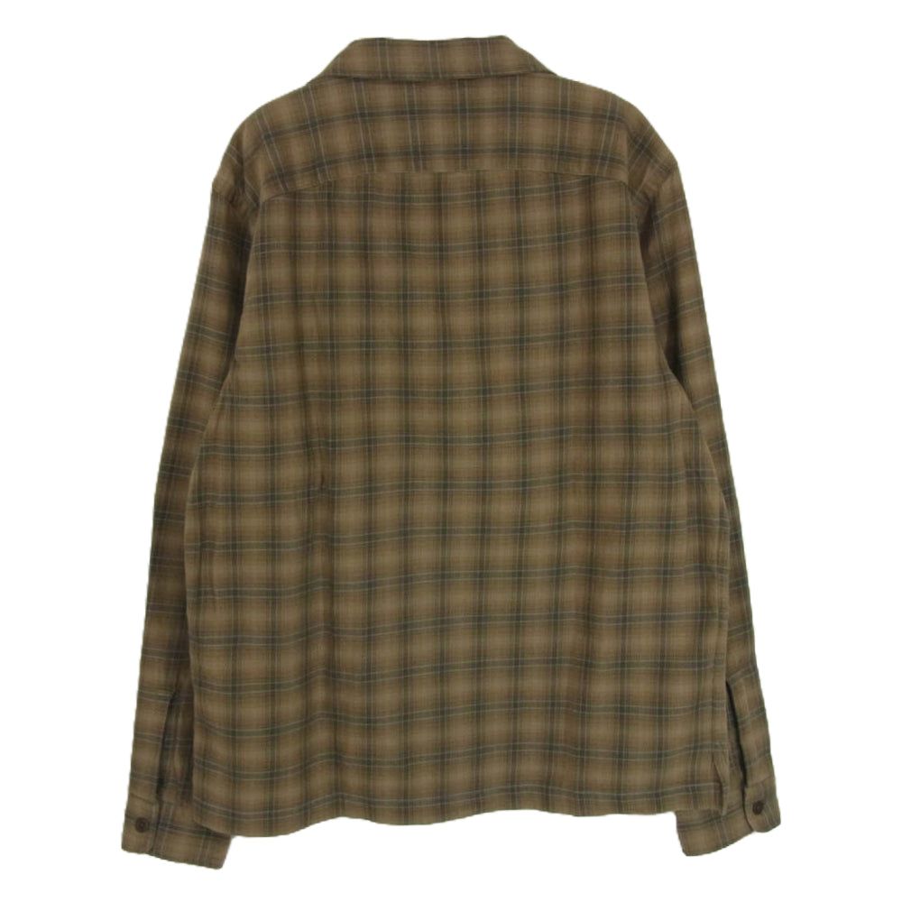 RRL ダブルアールエル 開襟 オープンカラー長袖 チェック ネル シャツ ブラウン系 M【中古】