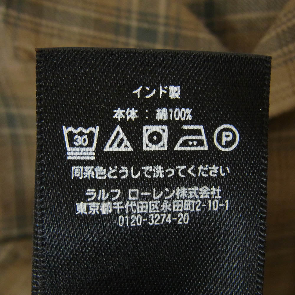 RRL ダブルアールエル 開襟 オープンカラー長袖 チェック ネル シャツ ブラウン系 M【中古】