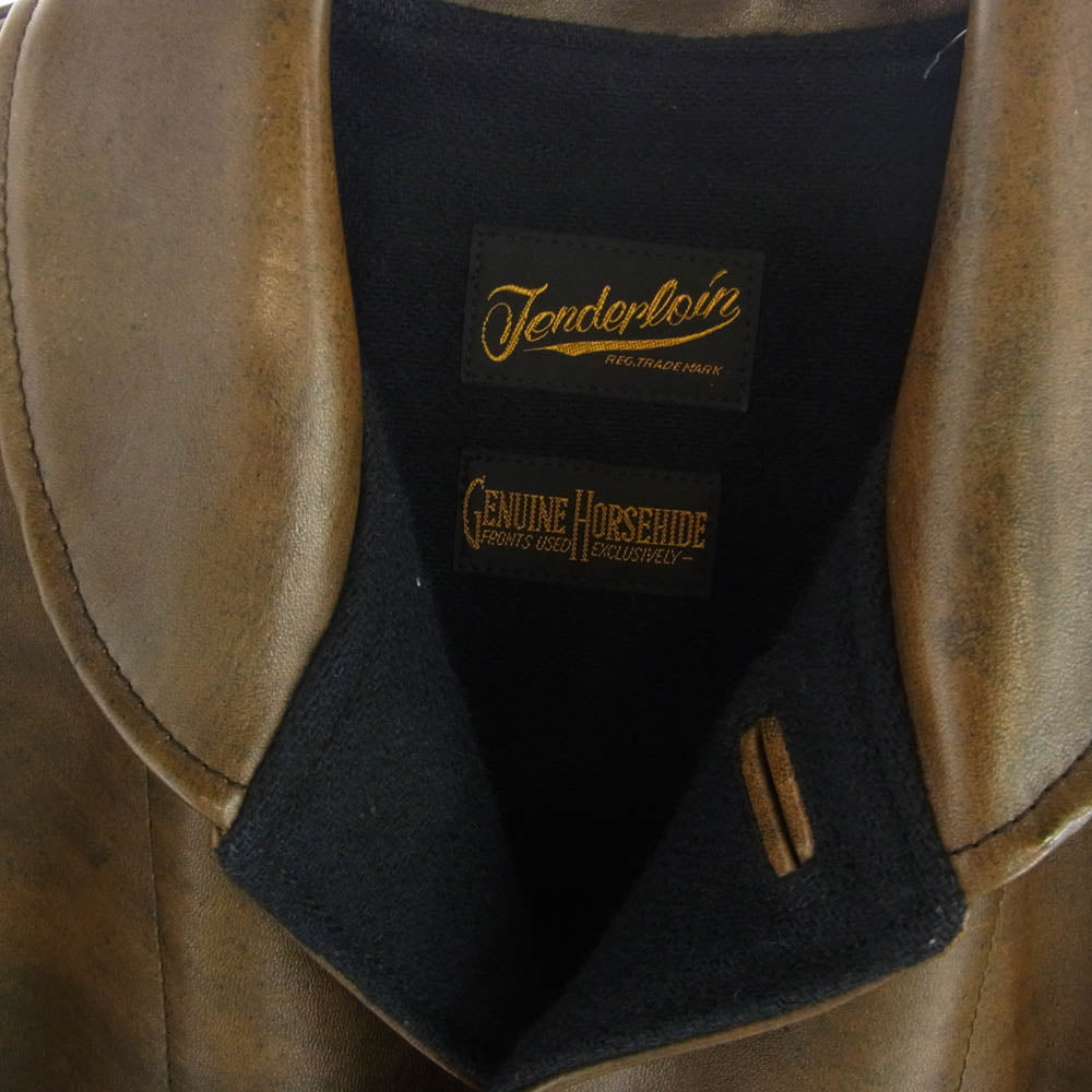 TENDERLOIN テンダーロイン T-HIDE S  ホースハイド ショールカラー レザー ジャケット ブラウン系 M【中古】