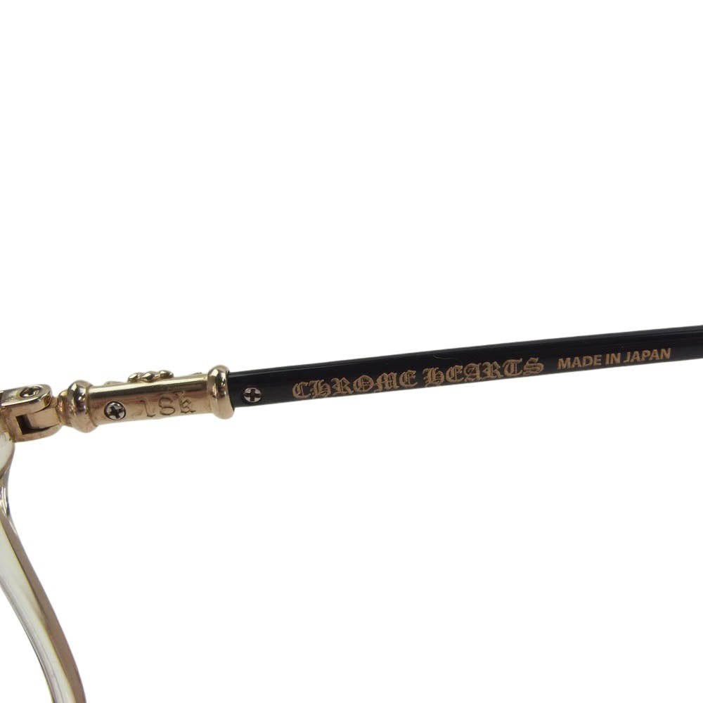 CHROME HEARTS クロムハーツ（原本無） FUN HATCH-A 18Kゴールドパーツ スクエアフレーム クリアレンズ 眼鏡 メガネ アイウェア サングラス 54□18-148【中古】