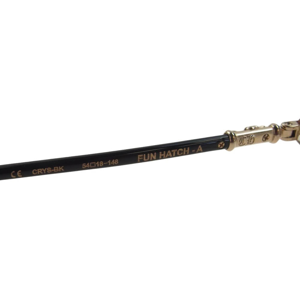 CHROME HEARTS クロムハーツ（原本無） FUN HATCH-A 18Kゴールドパーツ スクエアフレーム クリアレンズ 眼鏡 メガネ アイウェア サングラス 54□18-148【中古】