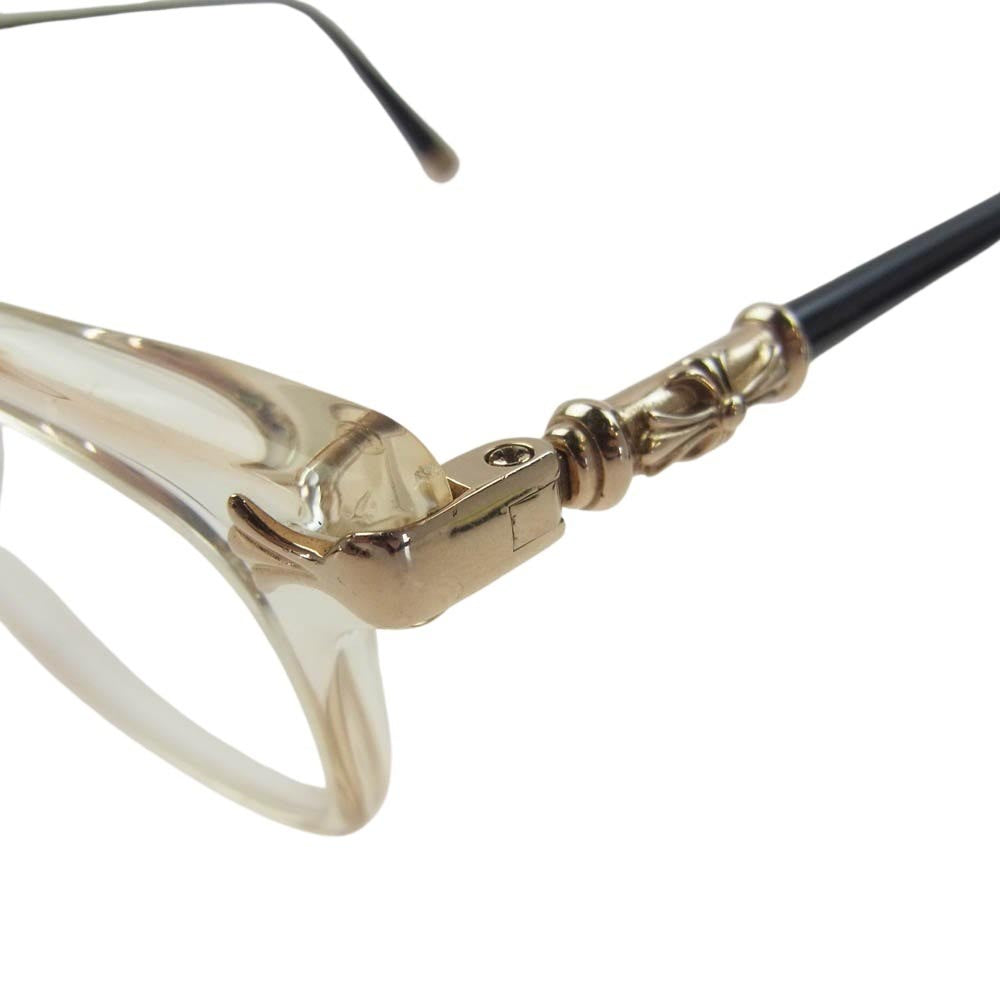 CHROME HEARTS クロムハーツ（原本無） FUN HATCH-A 18Kゴールドパーツ スクエアフレーム クリアレンズ 眼鏡 メガネ アイウェア サングラス 54□18-148【中古】