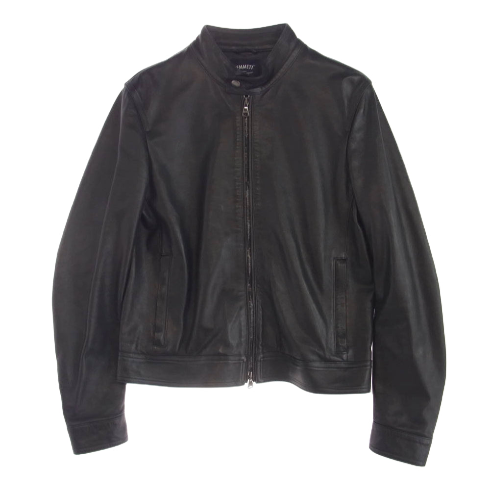 EMMETI エンメティ 国内正規品 JURI ラムスキン シングル ライダース ジャケット レザー ジャケット ブラック系 48【中古】