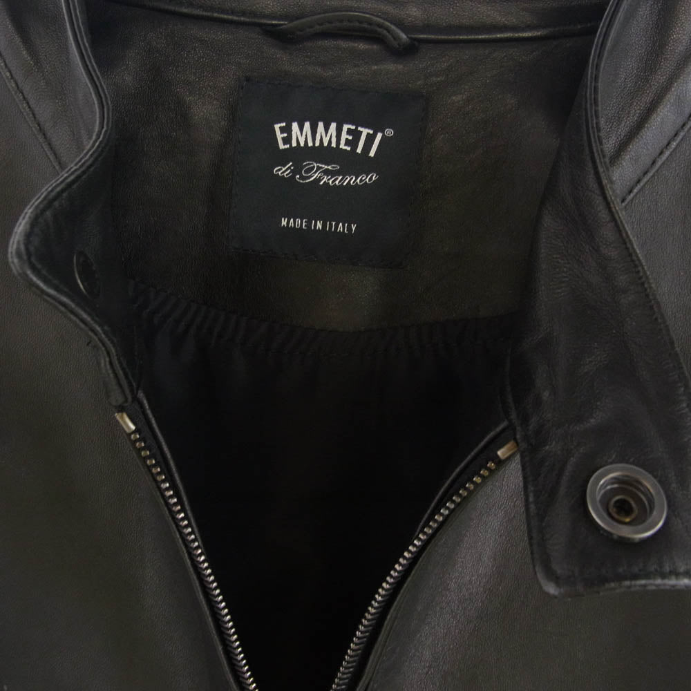 EMMETI エンメティ 国内正規品 JURI ラムスキン シングル ライダース ジャケット レザー ジャケット ブラック系 48【中古】
