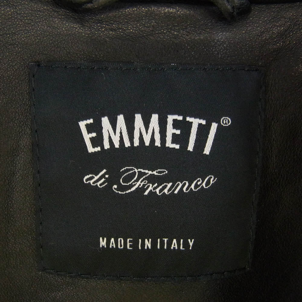 EMMETI エンメティ 国内正規品 JURI ラムスキン シングル ライダース ジャケット レザー ジャケット ブラック系 48【中古】