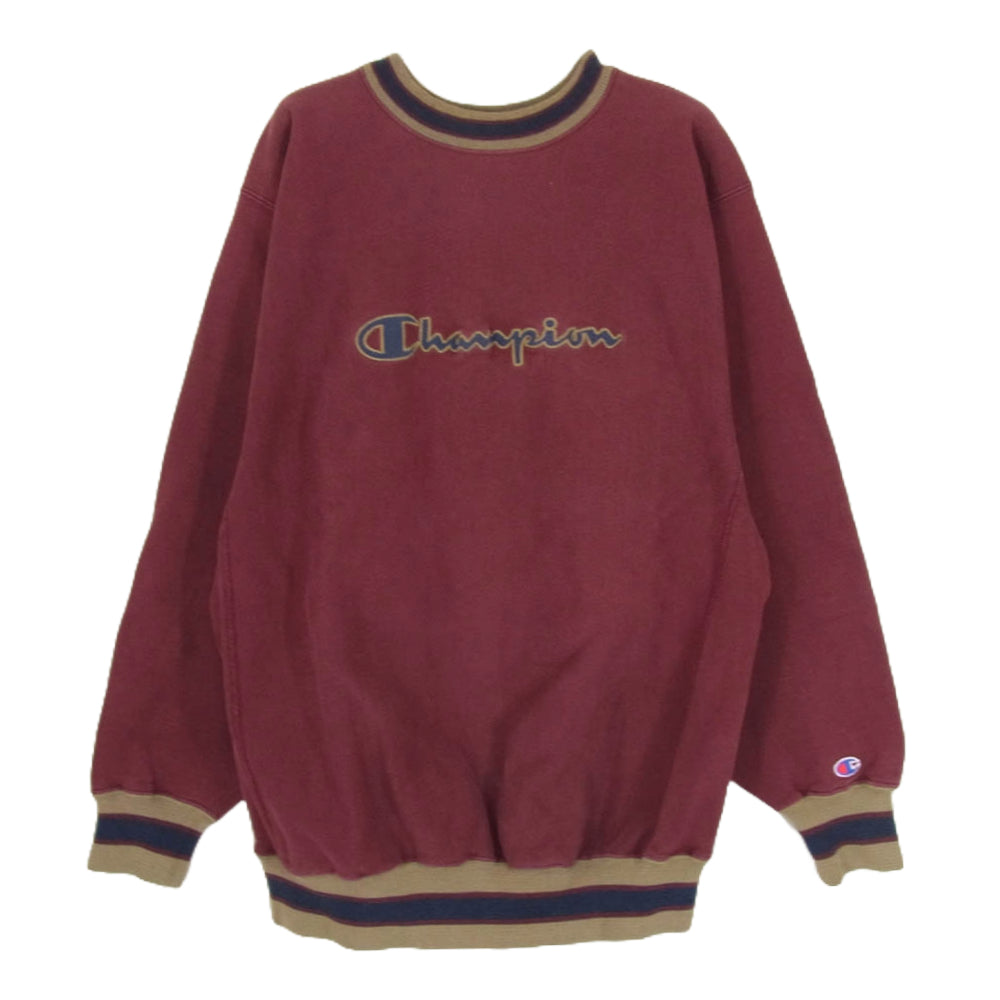 Champion チャンピオン 90s リブライン リバースウィーブ スウェット 刺繡タグ ワインレッド エンジ系 XL【中古】