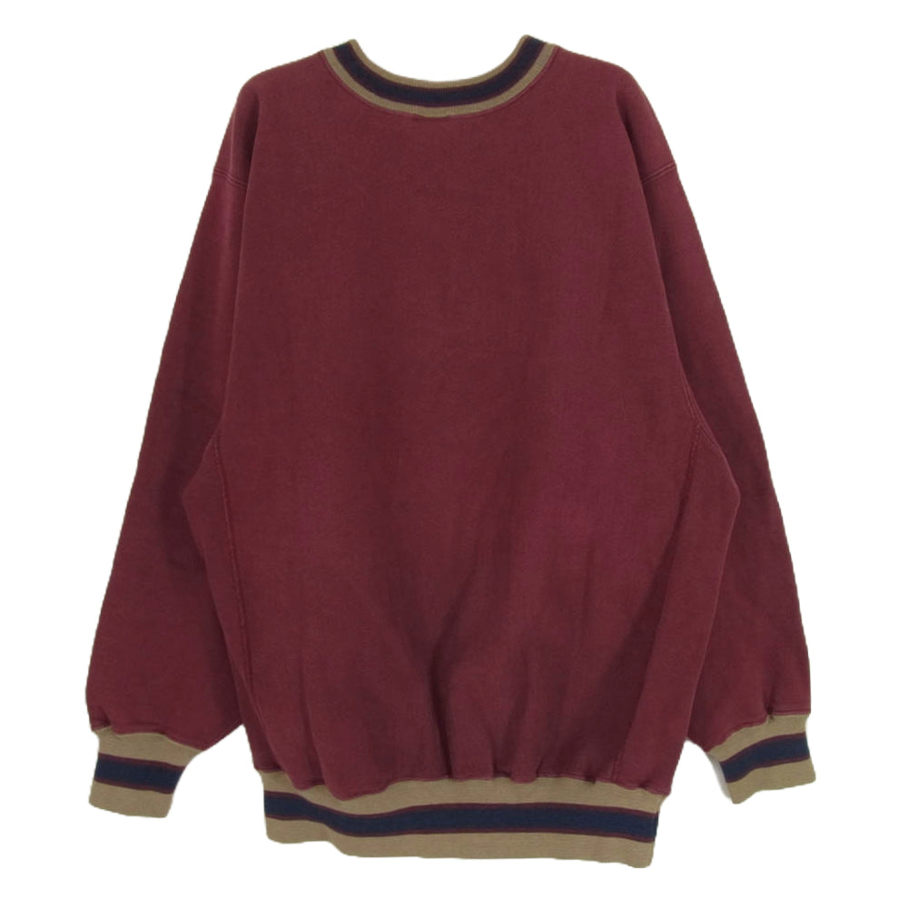 Champion チャンピオン 90s リブライン リバースウィーブ スウェット 刺繡タグ ワインレッド エンジ系 XL【中古】