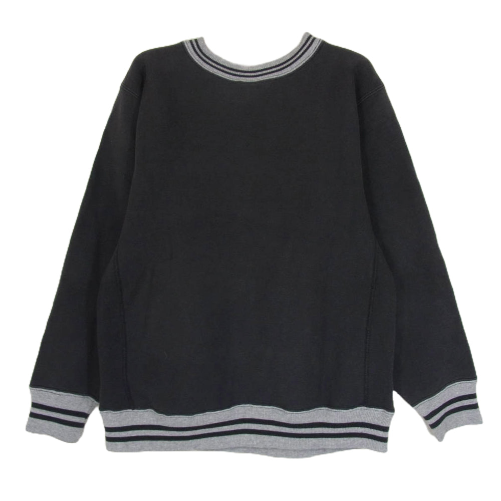 Champion チャンピオン 90s リブライン リバースウィーブ スウェット 刺繡タグ クルーネック ブラック系 M【中古】