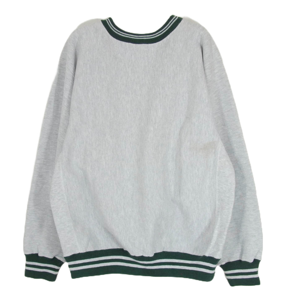 Champion チャンピオン 90s UWGB リブライン リバースウィーブ３段プリント カレッジ スウェット 刺繡タグ グレー系 L【中古】