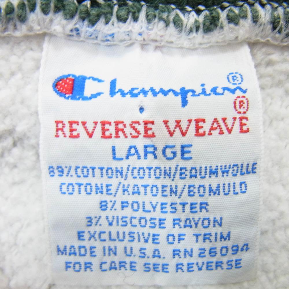 Champion チャンピオン 90s UWGB リブライン リバースウィーブ３段プリント カレッジ スウェット 刺繡タグ グレー系 L【中古】