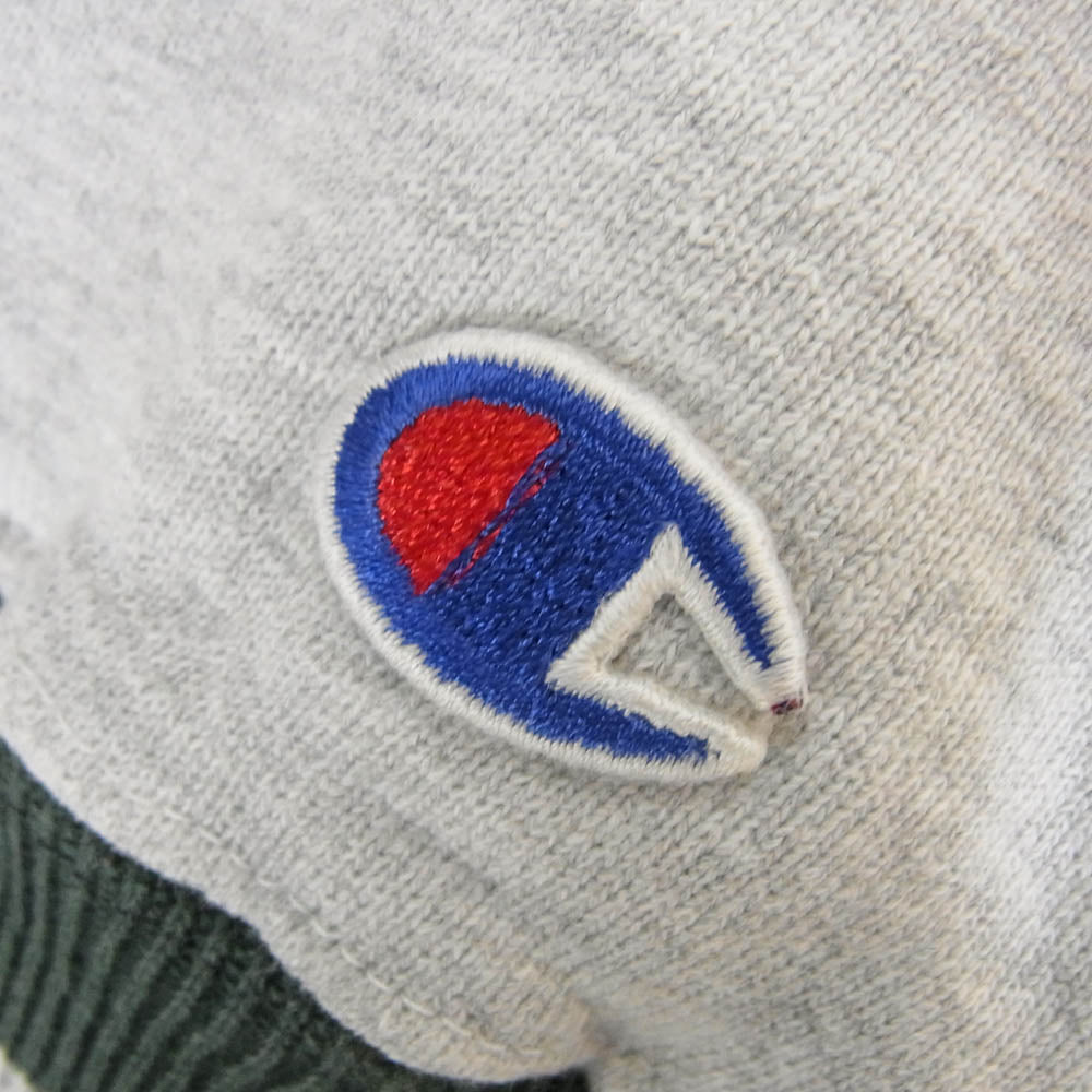Champion チャンピオン 90s UWGB リブライン リバースウィーブ３段プリント カレッジ スウェット 刺繡タグ グレー系 L【中古】
