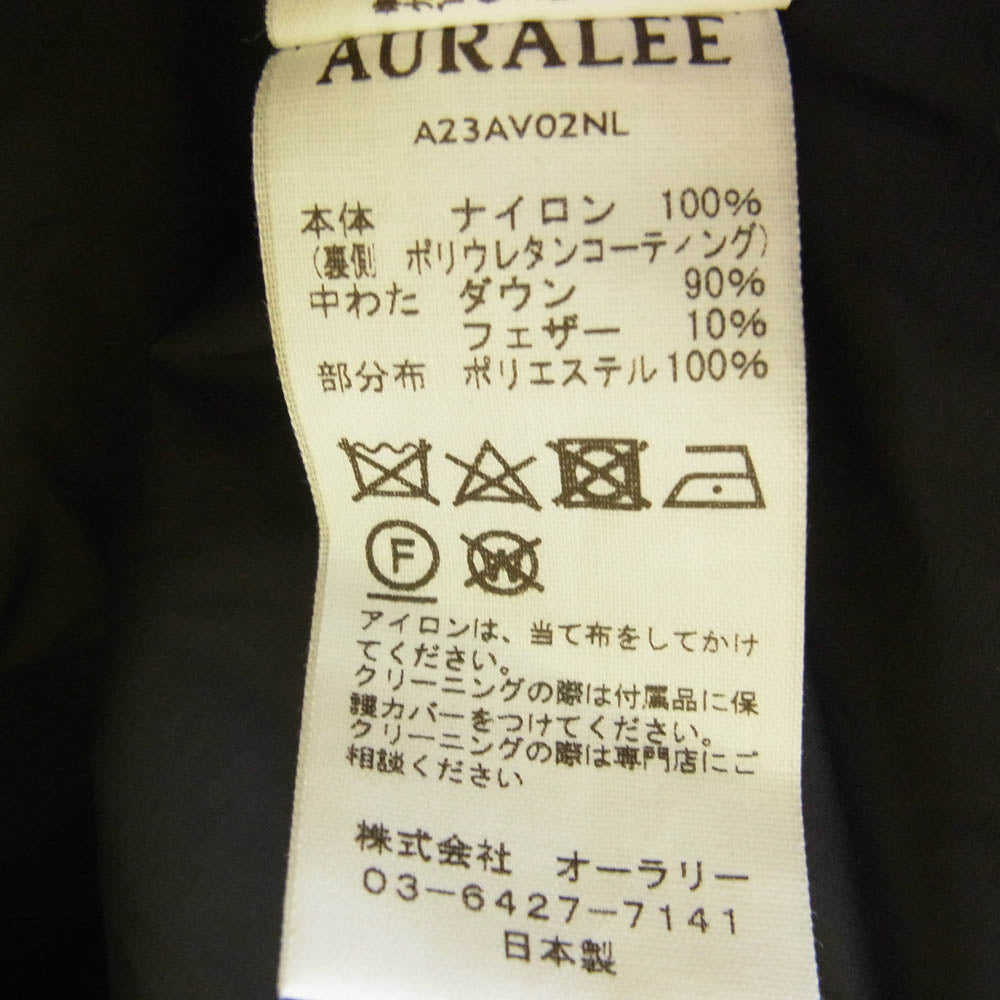 AURALEE オーラリー 23AW A23AV02NL SUPER LIGHT NYLON RIPSTOP DOWN VEST スーパーライト ナイロン ダウンベスト ブラック系 3【中古】